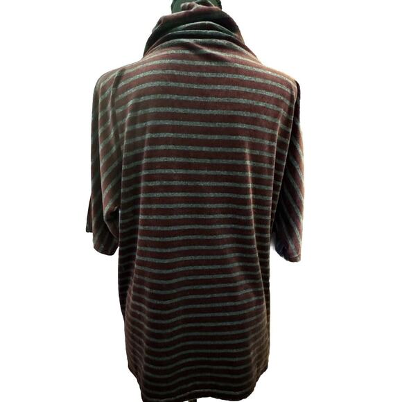 Talbots Top Large Petite Velvet Cowl Neck Blouse Burgundy Stripe Office Casual - Picture 4 of 7
